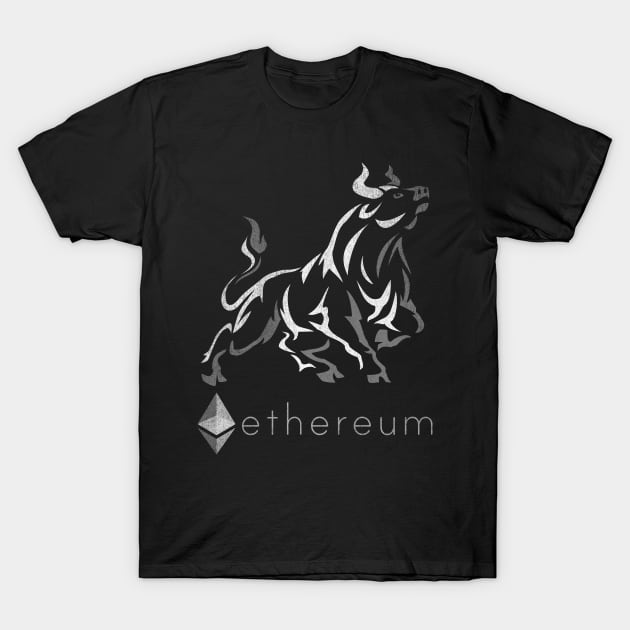 Vintage Bull Market Ethereum Coin Crypto Token Cryptocurrency Wallet Ethereum HODL Birthday Gift For Men Women Kids T-Shirt by Thingking About